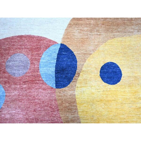 10'x13'9" Colorful, The Circles Design Vegetable Dyes, 100% Wool Hand Knotted, Oriental Rug  - 74288 - Image 10