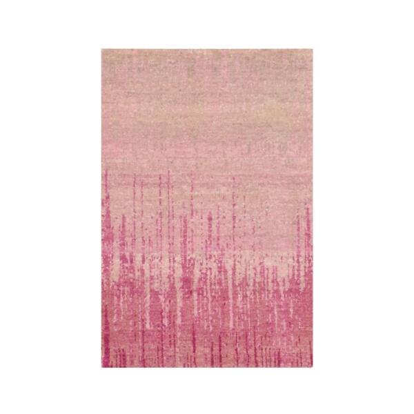 2'x3'2" Pink Vertical Ombre Design Natural Wool Hand Knotted Oriental Mat Rug  - 75023