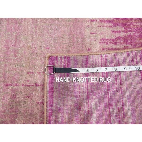 2'x3'2" Pink Vertical Ombre Design Natural Wool Hand Knotted Oriental Mat Rug  - 75023 - Image 8