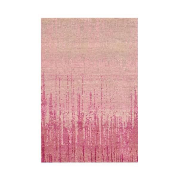 2'x3'2" Hand Knotted Pink Vertical Ombre Design Natural Wool Mat Oriental Rug  - 75024