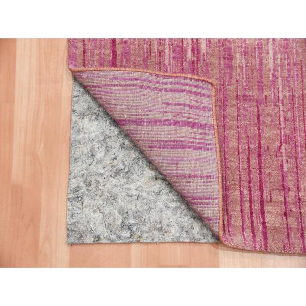 2'7"x10' Pink Hand Knotted Vertical Ombre Design Natural Wool Runner Oriental Rug  - 75109 - Image 4