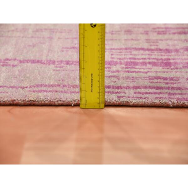 2'7"x10' Pink Hand Knotted Vertical Ombre Design Natural Wool Runner Oriental Rug  - 75109 - Image 7