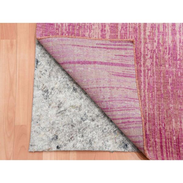 2'6"x6'4" Pink Natural Wool Hand Knotted Vertical Ombre Design Runner Oriental Rug  - 75111 - Image 4