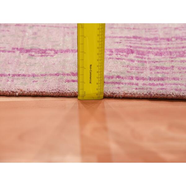 2'6"x6'4" Pink Natural Wool Hand Knotted Vertical Ombre Design Runner Oriental Rug  - 75111 - Image 7