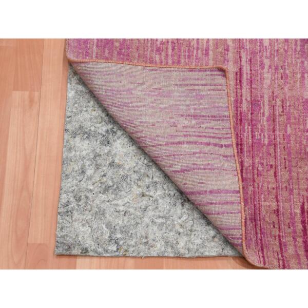 2'7"x8'4" Pink Vertical Ombre Design Natural Wool Hand Knotted Runner Oriental Rug  - 75114 - Image 4