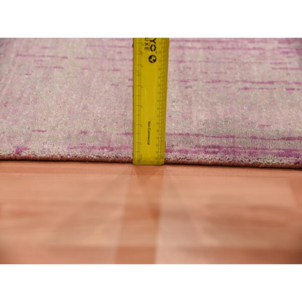 2'7"x8'4" Pink Vertical Ombre Design Natural Wool Hand Knotted Runner Oriental Rug  - 75114 - Image 7