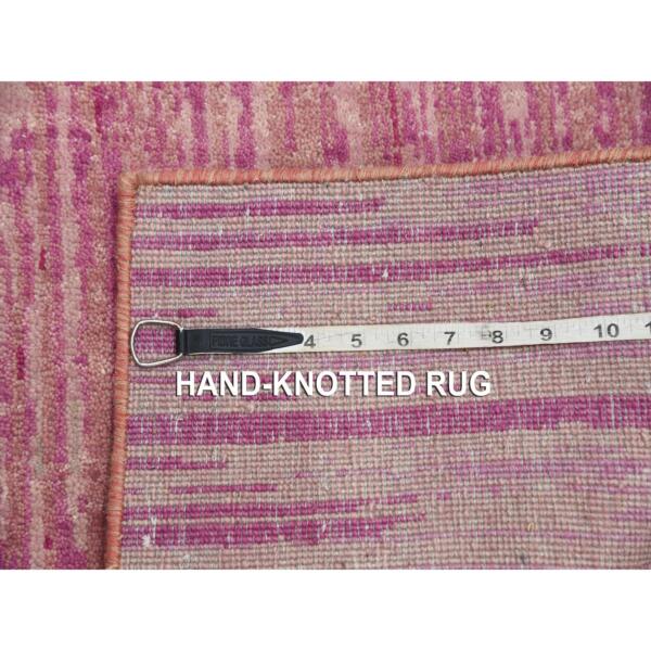 2'7"x8'4" Pink Vertical Ombre Design Natural Wool Hand Knotted Runner Oriental Rug  - 75114 - Image 8