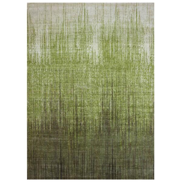 10'x13'10" Green Hand Knotted Organic Wool Vertical Ombre Design Oriental Rug  - 75115