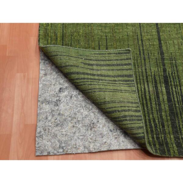 10'x13'10" Green Hand Knotted Organic Wool Vertical Ombre Design Oriental Rug  - 75115 - Image 6