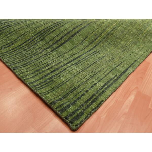 10'x13'10" Green Hand Knotted Organic Wool Vertical Ombre Design Oriental Rug  - 75115 - Image 8