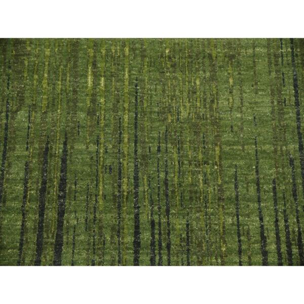 10'x13'10" Green Hand Knotted Organic Wool Vertical Ombre Design Oriental Rug  - 75115 - Image 10