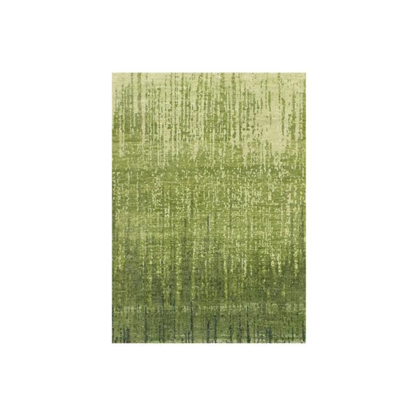 2'x3' Green Organic Wool Vertical Ombre Design Hand Knotted Mat Oriental Rug  - 75126