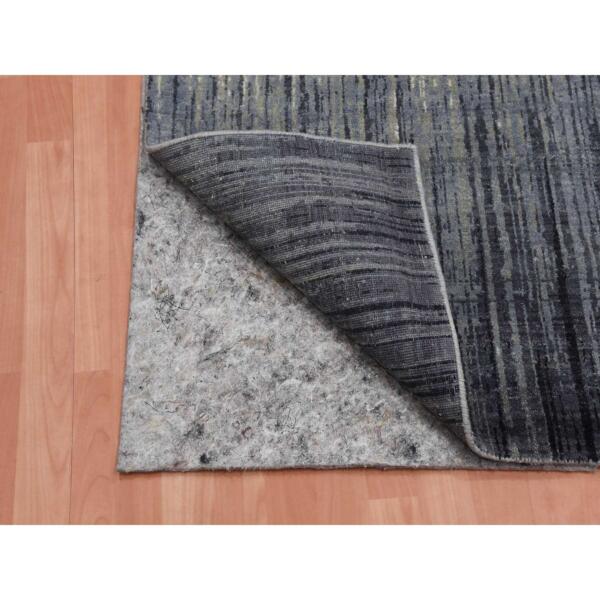 2'6"x8' Gray and Black, Hand Knotted Modern Ombre Design, Densely Woven Pure Wool, Runner Oriental Rug  - 75157 - Image 4