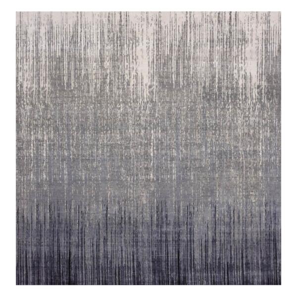 10'5"x10'5" Gray and Black, Pure Wool Hand Knotted, Modern Ombre Design Densely Woven, Square Oriental Rug  - 75159