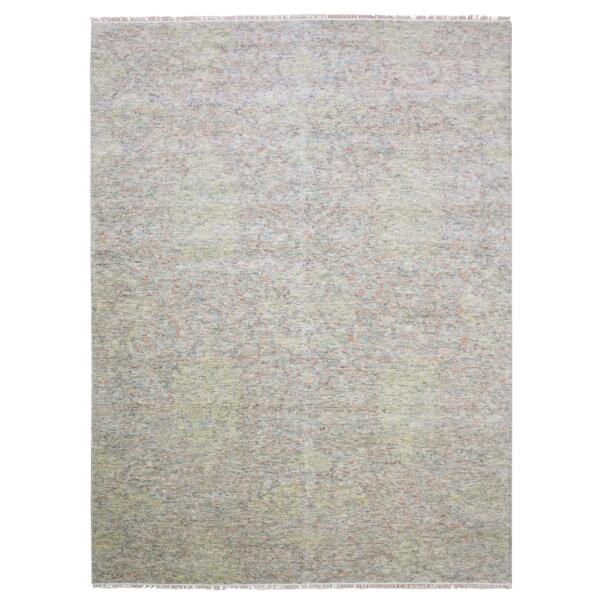 8'10"x12' Colorful, Modern Salt and Pepper Design, Vegetable Dyes Thick and Plush Washed Out, Soft Luxurious Wool Hand Knotted, Oriental Rug  - 75189