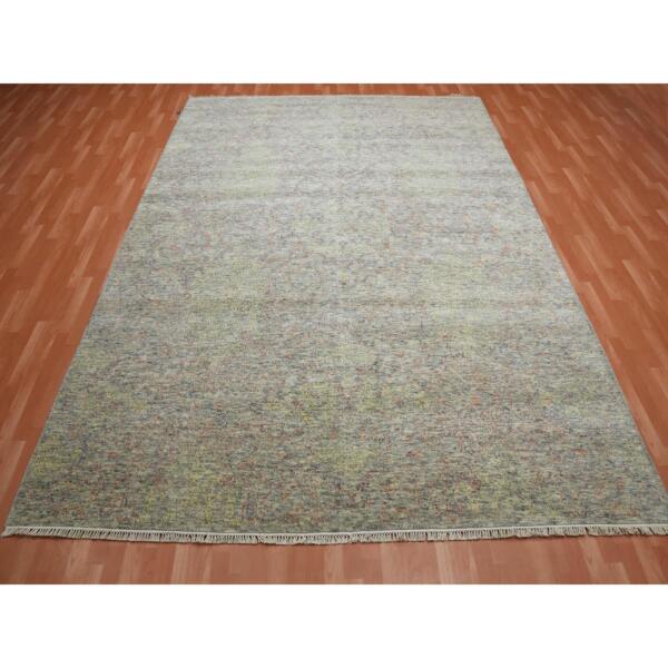 8'10"x12' Colorful, Modern Salt and Pepper Design, Vegetable Dyes Thick and Plush Washed Out, Soft Luxurious Wool Hand Knotted, Oriental Rug  - 75189 - Image 4