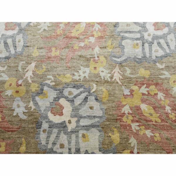 8'x10'2" Honey Brown, Arts and Crafts Tulip Design, 100% Pure and Real Silk Hand Knotted, Oriental Rug  - 75240 - Image 10