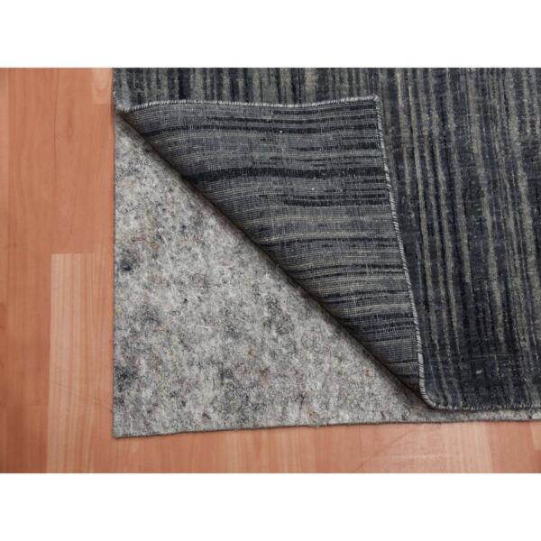 2'6"x12'6" Gray and Black, Modern Ombre Design Densely Woven, Soft Wool Hand Knotted, Runner Oriental Rug  - 75260 - Image 4