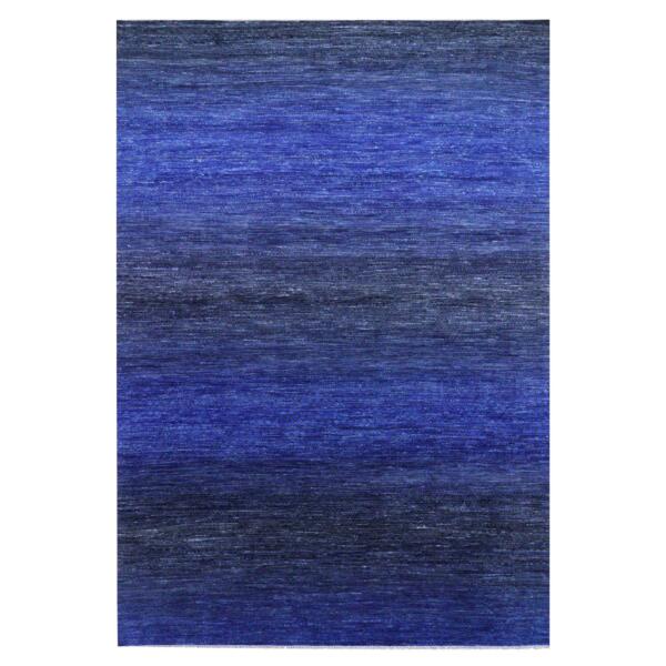 10'5"x14'6" Denim Blue, Pure Wool Modern Chiaroscuro Collection, Thick and Plush, Hand Knotted Oriental Rug  - 79003