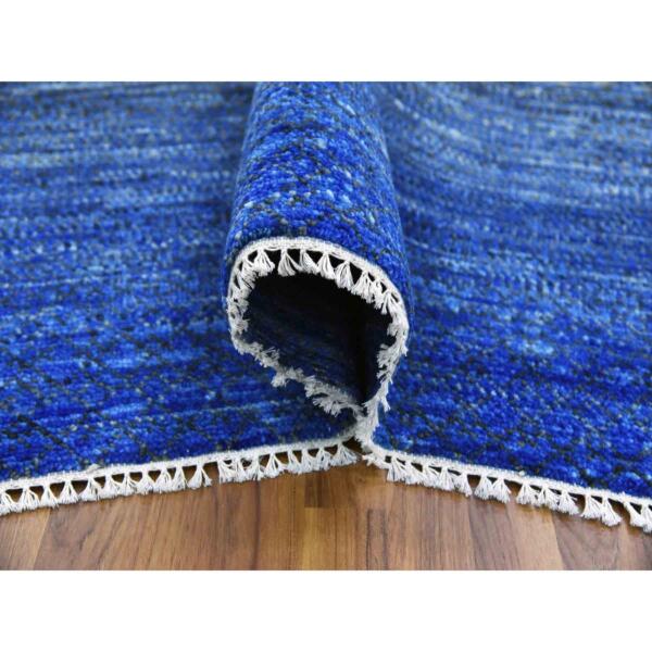 10'5"x14'6" Denim Blue, Pure Wool Modern Chiaroscuro Collection, Thick and Plush, Hand Knotted Oriental Rug  - 79003 - Image 6