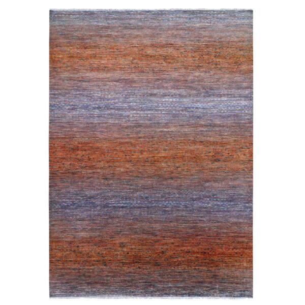 10'3"x14' Orange, Modern Chiaroscuro Collection Hand Knotted Thick and Plush, Pure Wool Oriental Rug  - 79020