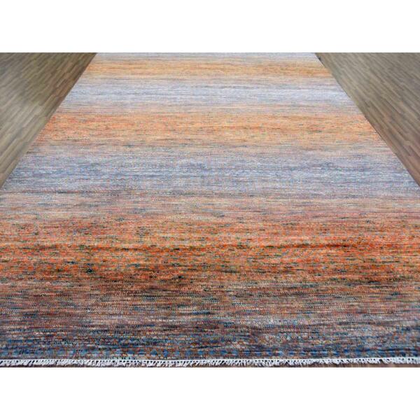 10'3"x14' Orange, Modern Chiaroscuro Collection Hand Knotted Thick and Plush, Pure Wool Oriental Rug  - 79020 - Image 4