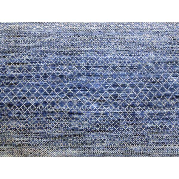 10'1"x14' Blue, Hand Knotted Modern Chiaroscuro Collection, Pure Wool Thick and Plush, Oriental Rug  - 79023 - Image 9