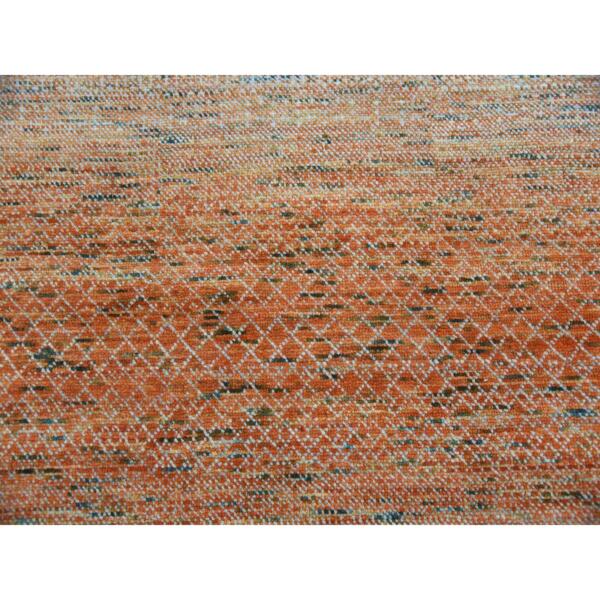 9'10"x13'10" Orange, Hand Knotted Modern Chiaroscuro Collection, Thick and Plush Pure Wool, Oriental Rug  - 79168 - Image 9