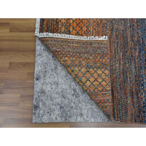 10'x14'5" Orange, Thick and Plush Pure Wool Hand Knotted, Modern Chiaroscuro Collection, Oriental Rug  - 79171 - Image 6