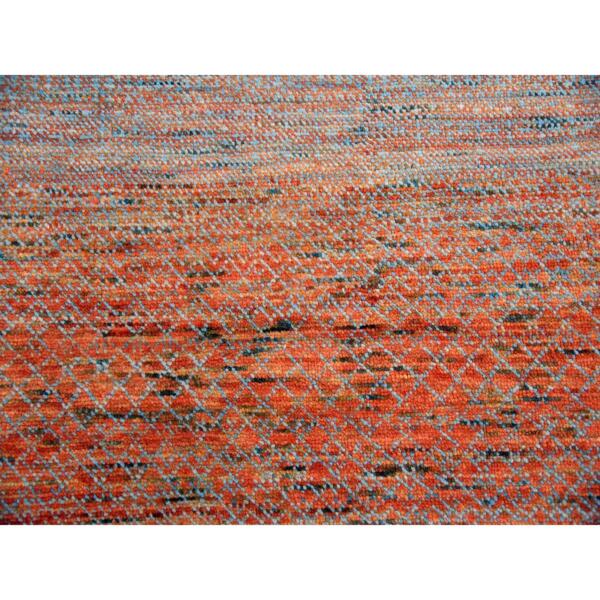 10'1"x14' Orange, Thick and Plush Pure Wool Hand Knotted, Modern Chiaroscuro Collection, Oriental Rug  - 79174 - Image 10