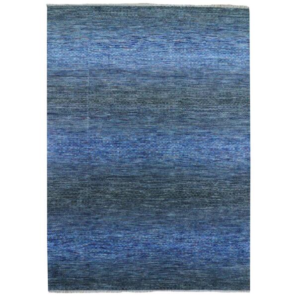 10'x14' Denim Blue, Modern Chiaroscuro Collection, Thick and Plush Pure Wool Hand Knotted, Oriental Rug  - 79179