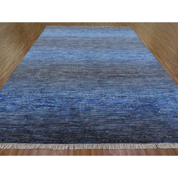 10'x14' Denim Blue, Modern Chiaroscuro Collection, Thick and Plush Pure Wool Hand Knotted, Oriental Rug  - 79179 - Image 4