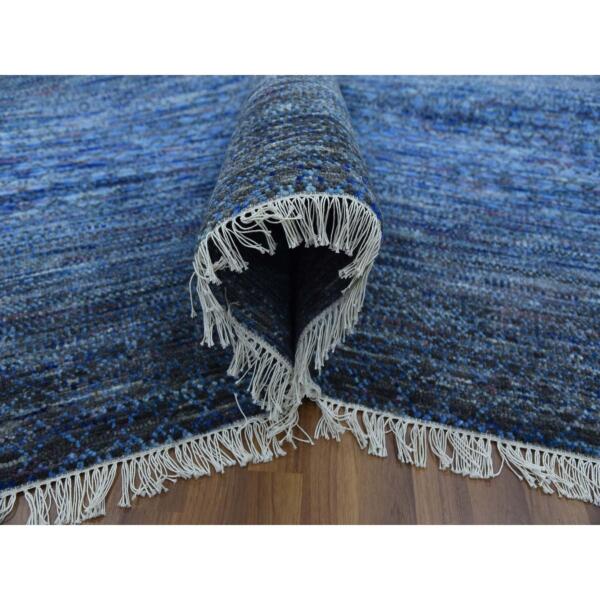 10'x14' Denim Blue, Modern Chiaroscuro Collection, Thick and Plush Pure Wool Hand Knotted, Oriental Rug  - 79179 - Image 7