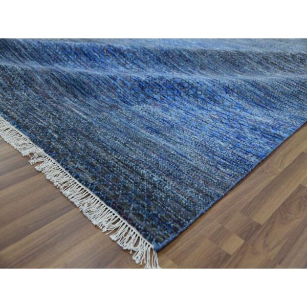 10'x14' Denim Blue, Modern Chiaroscuro Collection, Thick and Plush Pure Wool Hand Knotted, Oriental Rug  - 79179 - Image 8