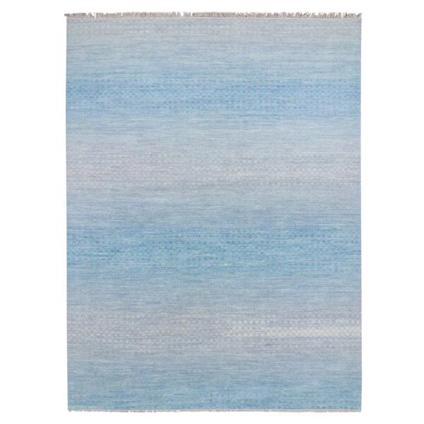 9'2"x12'3" Light Blue, Modern Chiaroscuro Collection, Thick and Plush Pure Wool Hand Knotted, Oriental Rug  - 79217