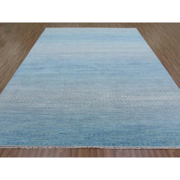 9'2"x12'3" Light Blue, Modern Chiaroscuro Collection, Thick and Plush Pure Wool Hand Knotted, Oriental Rug  - 79217 - Image 3