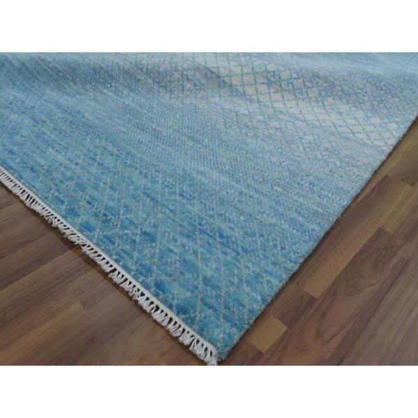 9'2"x12'3" Light Blue, Modern Chiaroscuro Collection, Thick and Plush Pure Wool Hand Knotted, Oriental Rug  - 79217 - Image 7