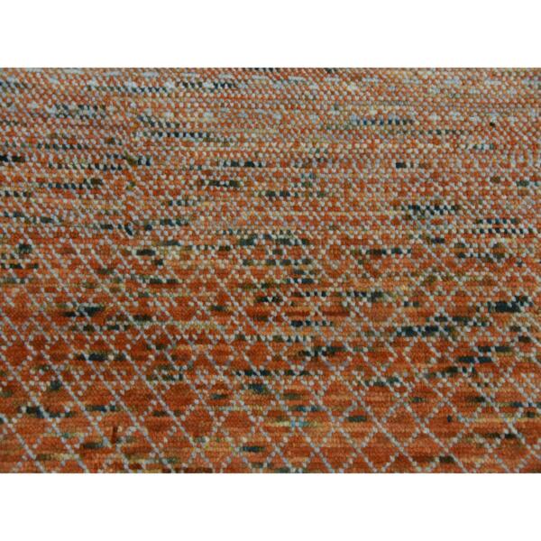 9'x12'2" Orange, Thick and Plush Pure Wool Hand Knotted, Modern Chiaroscuro Collection, Oriental Rug  - 79234 - Image 9