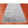 8'10"x11'9" Silver Gray, Wool and Silk Hand Knotted, Broken Erased Persian Tabriz Design, Oriental Rug  - 79278 - Image 4