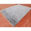 8'10"x11'9" Silver Gray, Wool and Silk Hand Knotted, Broken Erased Persian Tabriz Design, Oriental Rug  - 79278 - Image 5