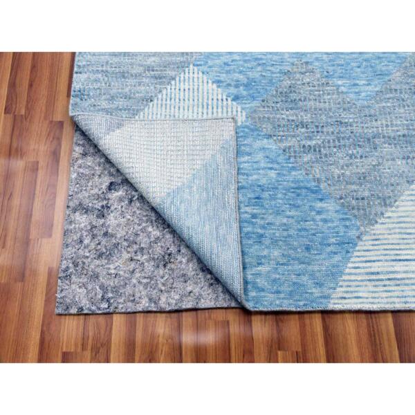 9'x12'1" Little Boy Blue, Geometric Art Deco Collection Soft Pile, Organic Wool Hand Knotted, Oriental Rug  - 79292 - Image 5