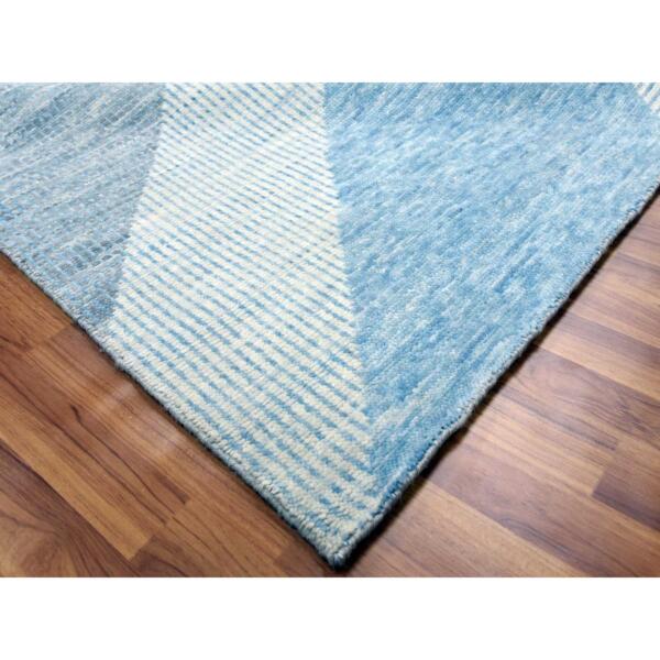 9'x12'1" Little Boy Blue, Geometric Art Deco Collection Soft Pile, Organic Wool Hand Knotted, Oriental Rug  - 79292 - Image 7