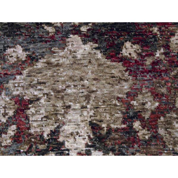 9'1"x11'10" Green with Pop of Red, Hand Knotted Mahal Design Open Field, Soft and Supple Pure Wool, Oriental Rug  - 79303 - Image 9