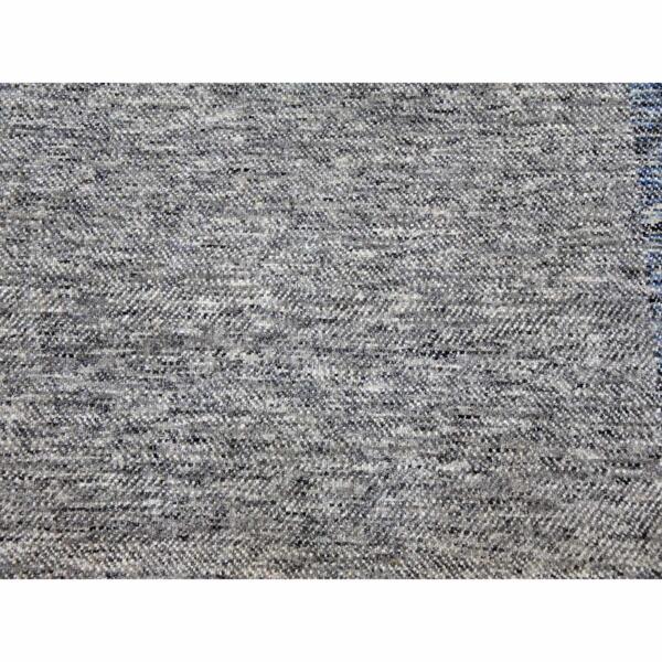 9'x12'1" Cloud Gray, Geometric Opened Up Plaid Design, 100% Wool Hand Knotted, Oriental Rug  - 79381 - Image 10