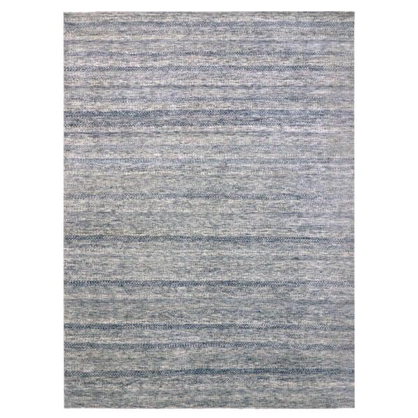 9'x12'1" Blue-Gray, Undyed Natural Wool Organic Salt and Pepper Design, Thick and Plush Hand Knotted, Oriental Rug  - 79396