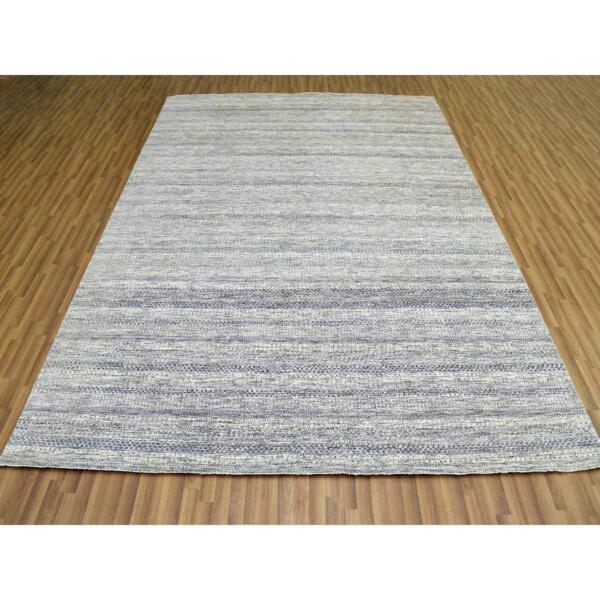 9'x12'1" Blue-Gray, Undyed Natural Wool Organic Salt and Pepper Design, Thick and Plush Hand Knotted, Oriental Rug  - 79396 - Image 4