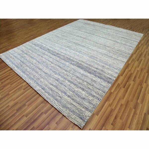 9'x12'1" Blue-Gray, Undyed Natural Wool Organic Salt and Pepper Design, Thick and Plush Hand Knotted, Oriental Rug  - 79396 - Image 5