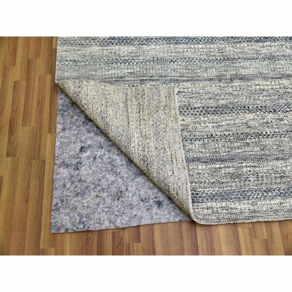 9'x12'1" Blue-Gray, Undyed Natural Wool Organic Salt and Pepper Design, Thick and Plush Hand Knotted, Oriental Rug  - 79396 - Image 6