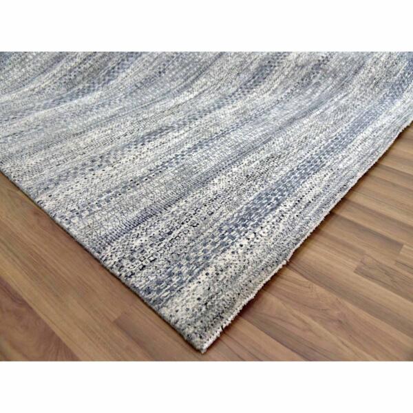 9'x12'1" Blue-Gray, Undyed Natural Wool Organic Salt and Pepper Design, Thick and Plush Hand Knotted, Oriental Rug  - 79396 - Image 8