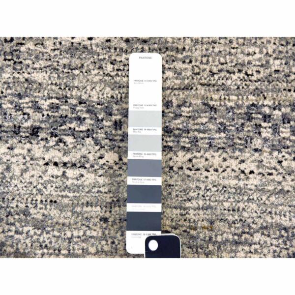 9'x12'1" Blue-Gray, Undyed Natural Wool Organic Salt and Pepper Design, Thick and Plush Hand Knotted, Oriental Rug  - 79396 - Image 9